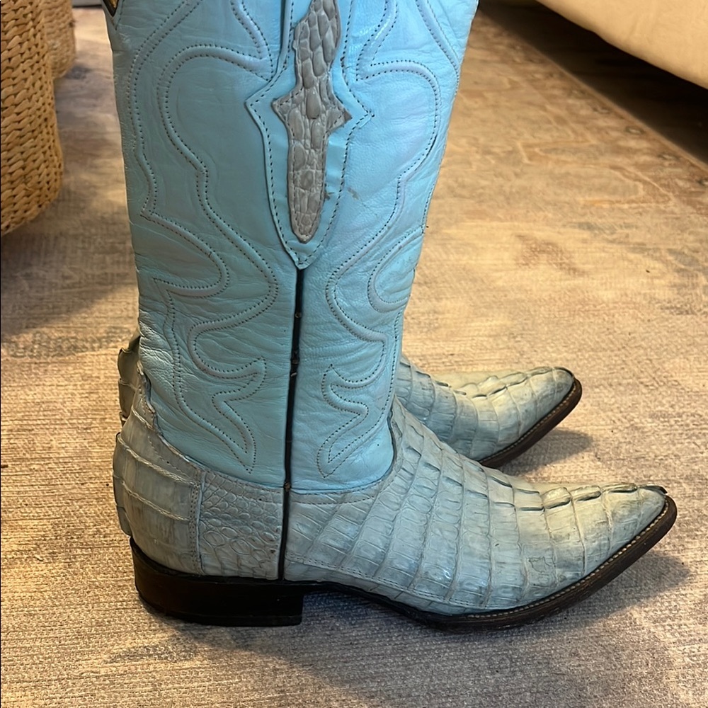 Wild West Aqua Caiman Crocodile Cowboy Boots - Picture 6 of 10